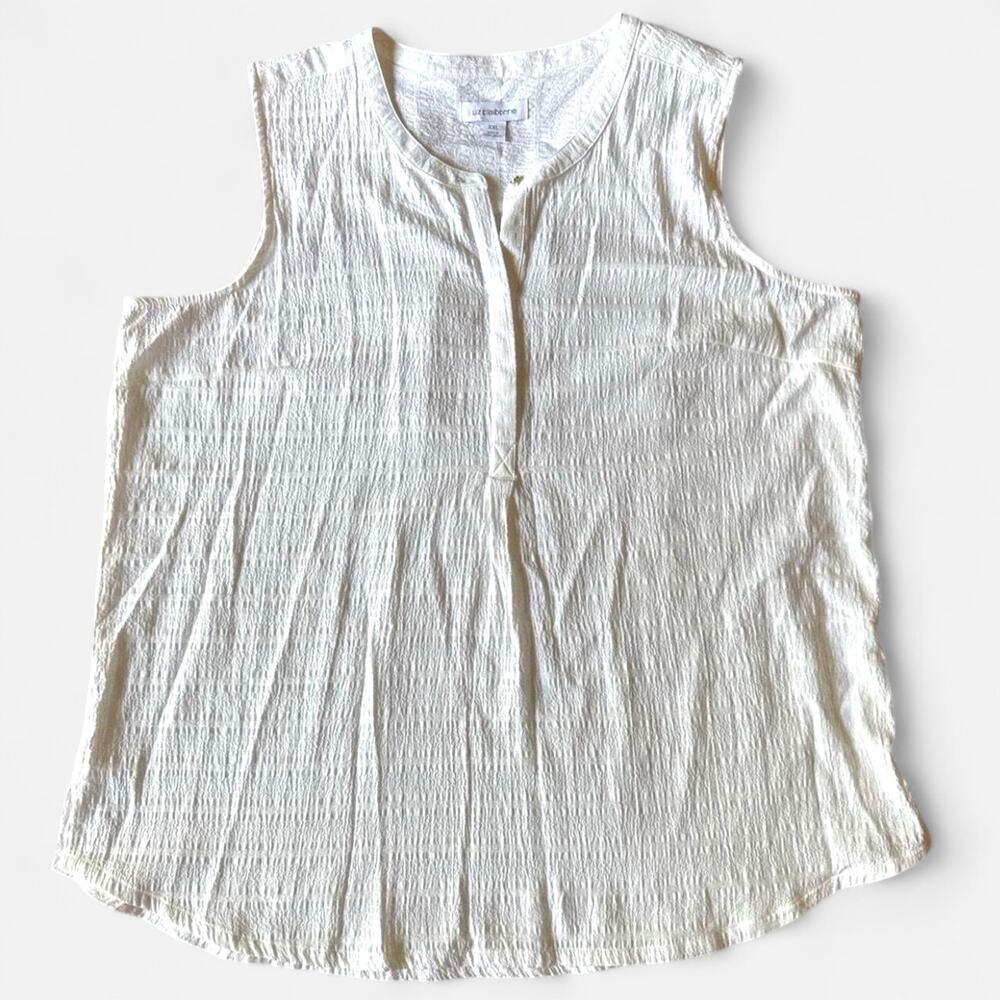 Liz Claiborne textured‎ white henley popover – XXL